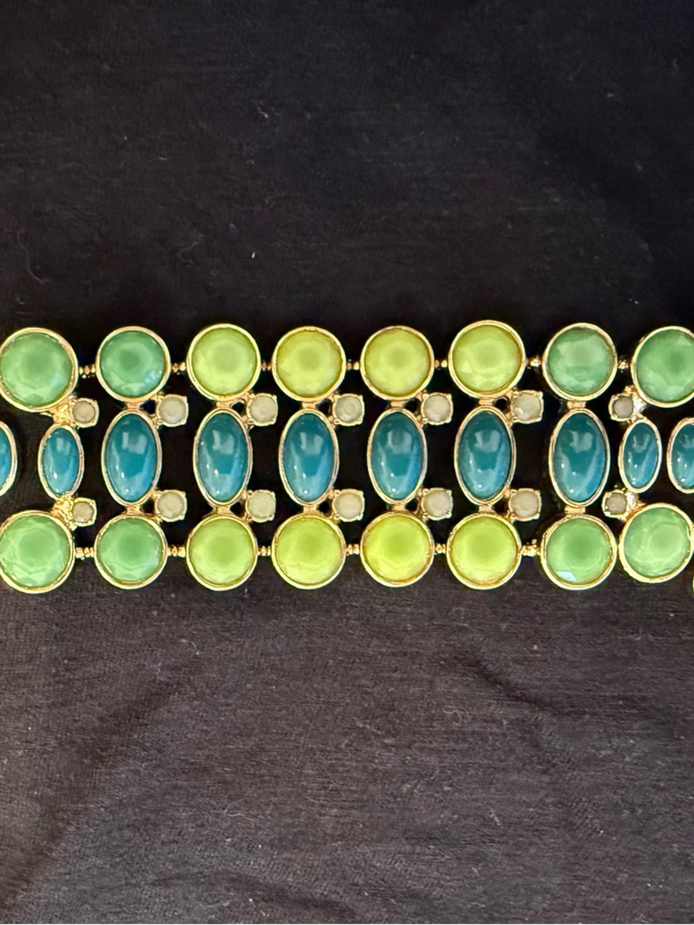 Banana Republic Gold-Tone Lime Green & Teal Multi-Row Bracelet